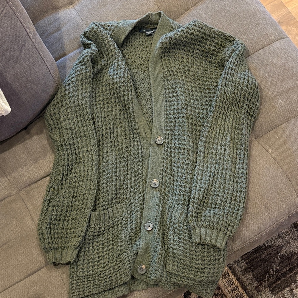 American Eagle Outfitters Olive Knit Cardigan